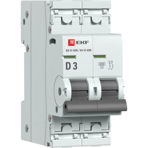 M636203D EKF - Автоматический выключатель 2P 3А (D) 6кА ВА 47-63N PROxima

