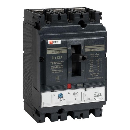 mccb99C-160-63 EKF - Выключатель автоматический ВА-99C 160/63А 3P 35кА

