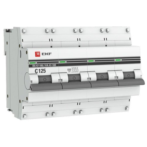 mcb47100-4-125C-pro EKF - Автоматический выключатель 4P 125А (C) 10kA ВА 47-100 PROxima
