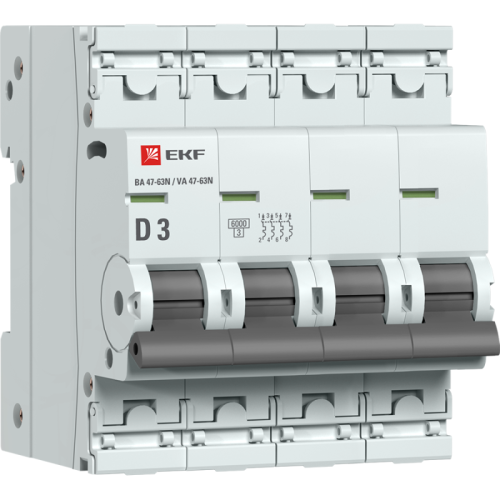 M636403D EKF - Автоматический выключатель 4P 3А (D) 6кА ВА 47-63N PROxima

