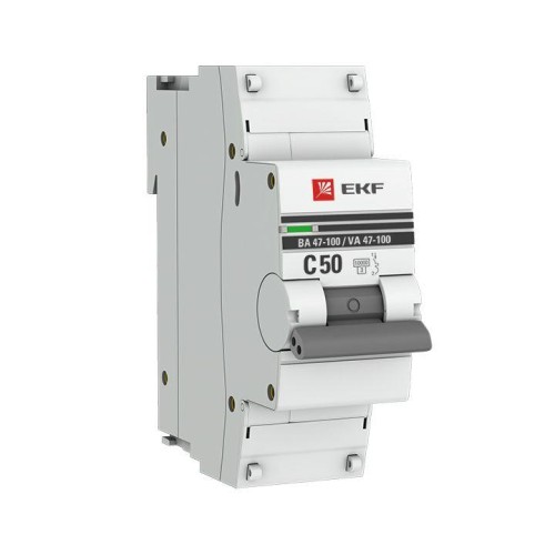 mcb47100m-1-50C-pro EKF - Автоматический выключатель 1P 50А (C) 10kA ВА 47-100M без теплового расцепителя PROxima
