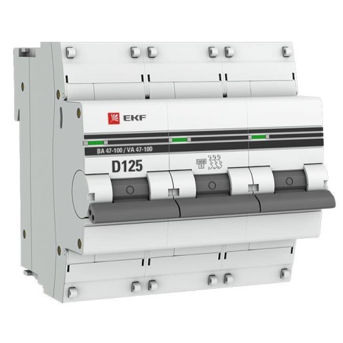 mcb47100-3-125D-pro EKF - Автоматический выключатель 3P 125А (D) 10kA ВА 47-100 PROxima
