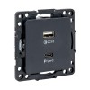 EZR-2USB-type-C EKF - Стокгольм Механизм Розетки с 2USB type-A + type-C черный PROxima