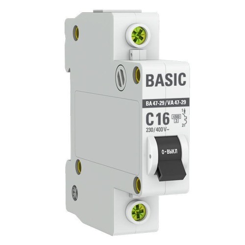 mcb4729-1-16C EKF - Автоматический выключатель 1P 16А (C) 4,5кА ВА 47-29 Basic
