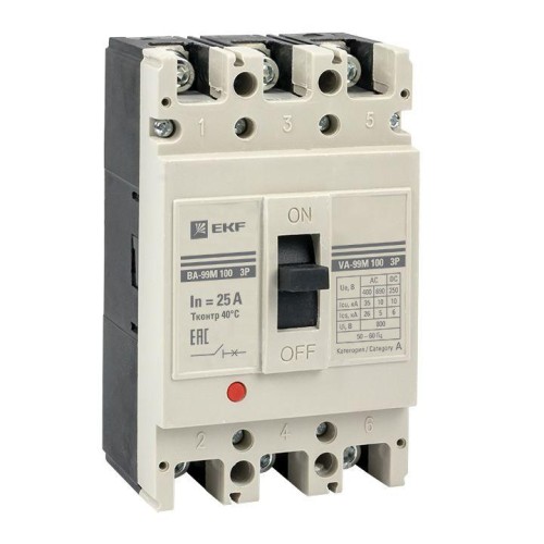 mccb99-100-25m EKF - Выключатель автоматический ВА-99М 100/25А 3P 35кА
