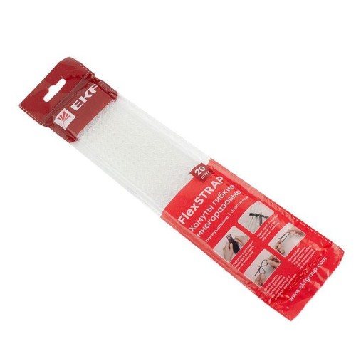 plc-fs-wr EKF - Хомут гибкий (20 шт.) белый FlexSTRAP