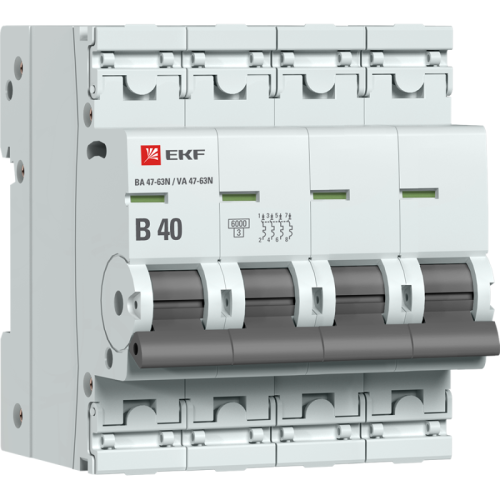 M636440B EKF - Автоматический выключатель 4P 40А (B) 6кА ВА 47-63N PROxima
