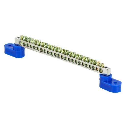 sn1-63-24-2 EKF - Шина "0" N (6x9мм) 24 отв. цинк 2 синих угловых изолятора PROxima