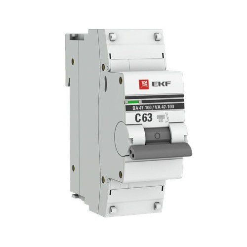 mcb47100-1-63C-pro EKF - Автоматический выключатель 1P 63А (C) 10kA ВА 47-100 PROxima
