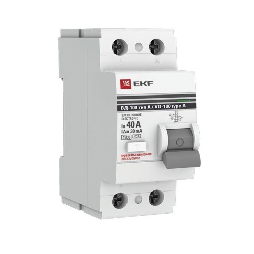 elcb-2-40-30-e-a-pro EKF - Устройство Защитного Отключения ВД-100 2P 40А/30мА (электр, тип А) PROxima
