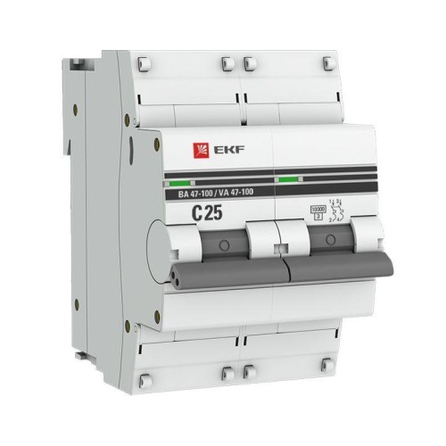mcb47100-2-25C-pro EKF - Автоматический выключатель 2P 25А (C) 10kA ВА 47-100 PROxima
