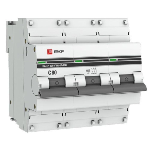 mcb47100-3-80C-pro EKF - Автоматический выключатель 3P 80А (C) 10kA ВА 47-100 PROxima
