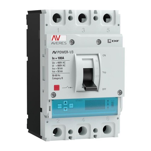 mccb-13-100-6.2-av EKF - Автоматический выключатель AV POWER-1/3 100А 50kA ETU6.2 AVERES
