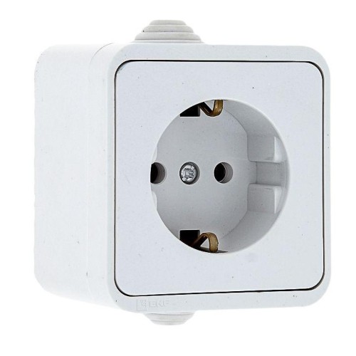 EKR16-028-10-44 EKF - Прага Розетка 1-местная 16А с заземлением IP44 белая
