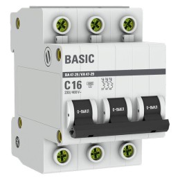Автоматический выключатель 3P 16А (C) 4,5кА ВА 47-29 Basic
