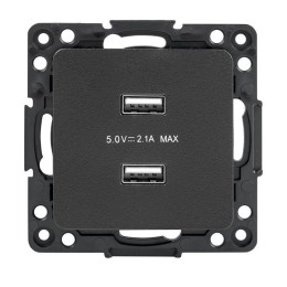 EZR16-028-10-2USB | Стокгольм Механизм Розетки USB 2-местной 2,1А черный EKF PROxima