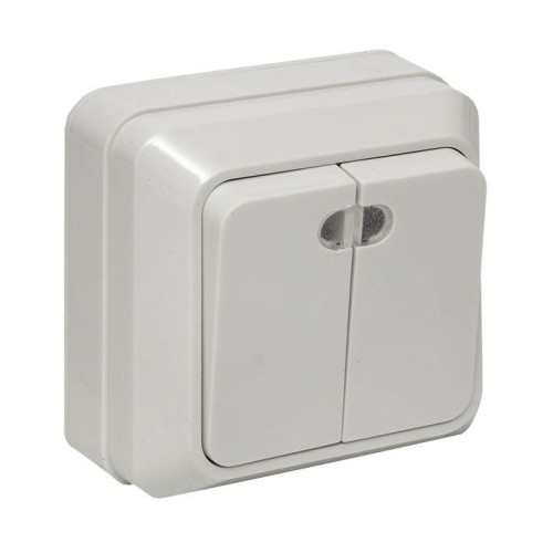 ENV10-123-10 EKF - Рим Выключатель 2-клавишный с индикатором 10А белый
