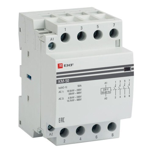 km-3-50-40 EKF - Контактор модульный КМ 50А 4NО (3 мод.) PROxima
