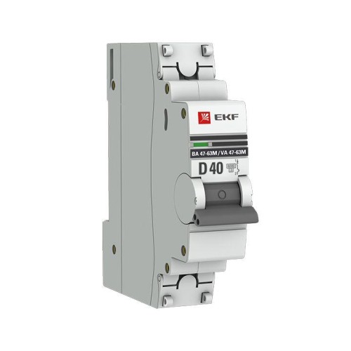 mcb4763m-6-1-40D-pro EKF - Автоматический выключатель 1P 40А (D) 6кА ВА 47-63M без теплового расцепителя PROxima
