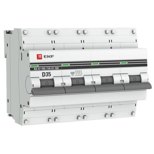 mcb47100-4-35D-pro EKF - Автоматический выключатель 4P 35А (D) 10kA ВА 47-100 PROxima

