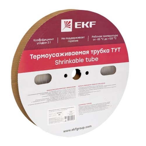 tut-4-tr EKF - Термоусаживаемая трубка ТУТ 4/2 прозрачная рулон PROxima