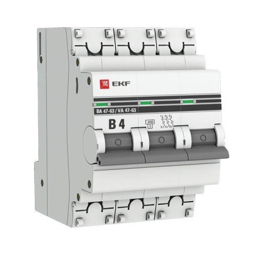mcb4763-3-04B-pro EKF - Автоматический выключатель 3P 4А (B) 4,5кА ВА 47-63 PROxima
