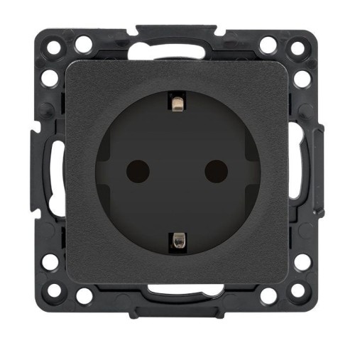 EZR16-028-10 EKF - Стокгольм Механизм Розетки 1-местной с/з 16А автоматические клеммы черный с защ. штор. PROxima
