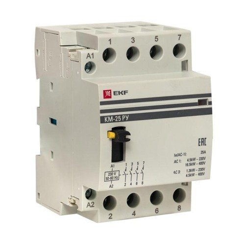 km-3m-20-40 EKF - Контактор модульный КМ РУ 20А 4NO (3 мод.) PROxima
