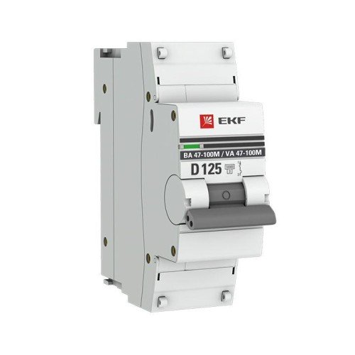mcb47100m-1-125D-pro EKF - Автоматический выключатель 1P 125А (D) 10kA ВА 47-100M без теплового расцепителя PROxima
