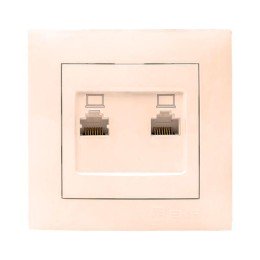 Валенсия розетка компьютерная RJ-45 2-местная кремовая PROxima
