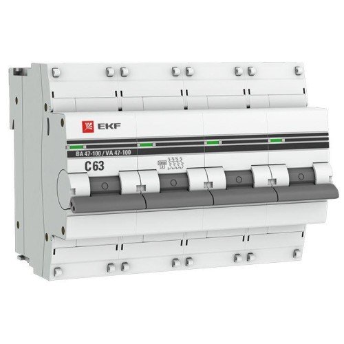 mcb47100-4-63C-pro EKF - Автоматический выключатель 4P 63А (C) 10kA ВА 47-100 PROxima
