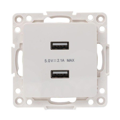 EYR16-028-10-2USB EKF - Стокгольм Механизм Розетки USB 2-местной 2,1А винтовые клеммы белый PROxima
