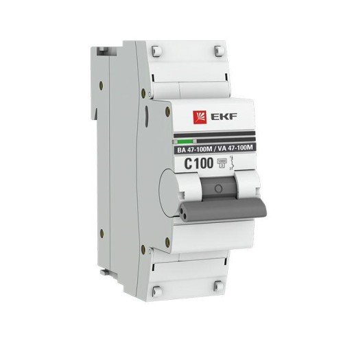mcb47100m-1-100C-pro EKF - Автоматический выключатель 1P 100А (C) 10kA ВА 47-100M без теплового расцепителя PROxima
