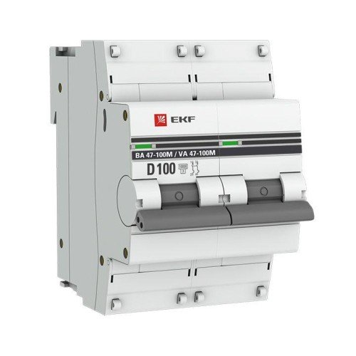mcb47100m-2-100D-pro EKF - Автоматический выключатель 2P 100А (D) 10kA ВА 47-100M без теплового расцепителя PROxima
