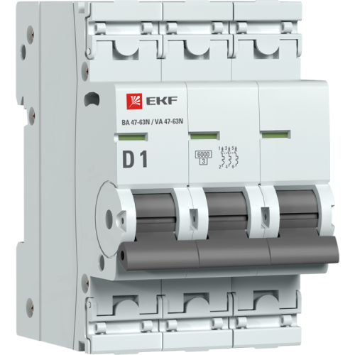 M636301D EKF - Автоматический выключатель 3P 1А (D) 6кА ВА 47-63N PROxima
