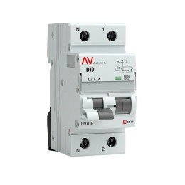 rcbo6-1pn-10D-100-a-av | Дифференциальный автомат DVA-6 1P+N 10А (D) 100мА (A) 6кА EKF AVERES