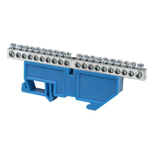 sn1-63-20-d EKF - Шина "0" N (6x9мм) 20 отв. цинк синий изолятор на DIN-рейку PROxima