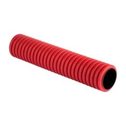 Труба гофр. двустенная ПНД/ПНД жесткая d90 мм (6 м) (36 м/уп) красная-Plast