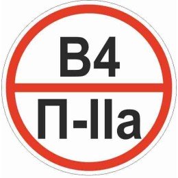 Знак "Категории помещения по взрывопожарной и пожарной опасности В4 П-IIа" 200х200 мм, пластик ГОСТ Р 12.4.026-2015