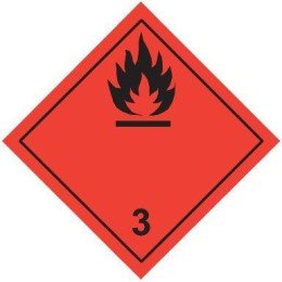 Знак для маркировки опасных грузов "Кл.3" 250х250 мм, пленка самоклеящаяся ГОСТ 19433-88
