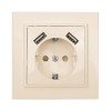 ERR16-028-200-2USB EKF - Минск Розетка 1-местная СП с/з 16А бежевая с защ. штор. с 2 USB 2,1А
