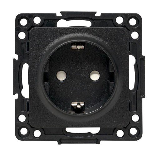 EZR16-028-20 EKF - Стокгольм Механизм Розетки 1-местной с/з 16А в/к черный с защ. штор. PROxima
