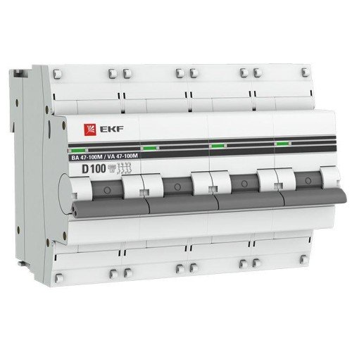 mcb47100m-4-100D-pro EKF - Автоматический выключатель 4P 100А (D) 10kA ВА 47-100M без теплового расцепителя PROxima
