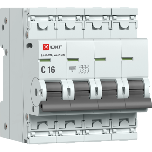 M636416C EKF - Автоматический выключатель 4P 16А (C) 6кА ВА 47-63N PROxima
