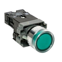 Кнопка BA31 с подсветкой 230В зеленая NO IP65 PROxima