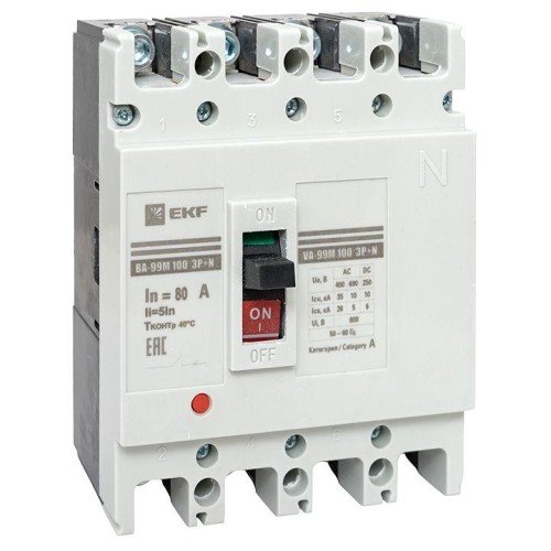 mccb99-4P5In100-80m EKF - Выключатель автоматический ВА-99М 100/80А 4P 5In 35кА PROxima 
