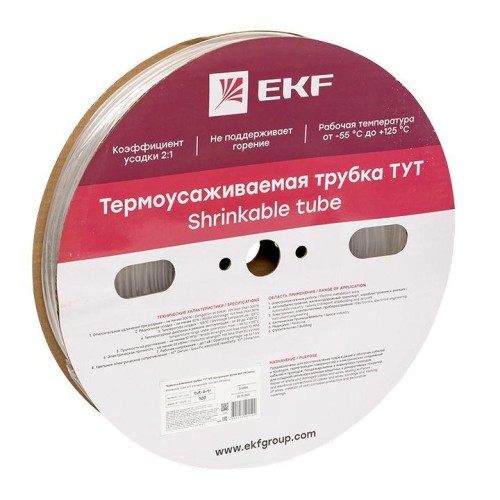tut-6-tr EKF - Термоусаживаемая трубка ТУТ 6/3 прозрачная рулон PROxima