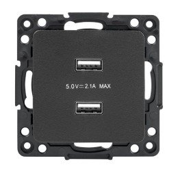 Стокгольм Механизм Розетки USB 2-местной 2,1А черный PROxima

