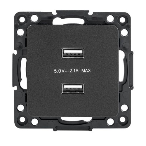 EZR16-028-10-2USB EKF - Стокгольм Механизм Розетки USB 2-местной 2,1А черный PROxima
