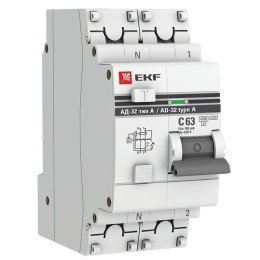 Дифференциальный автомат АД-32 1P+N 63А/100мА (тип А) PROxima
